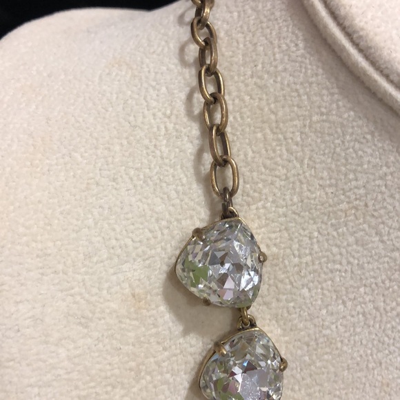 Clear Crystal/Antique Gold Statement Necklace - Picture 5 of 5